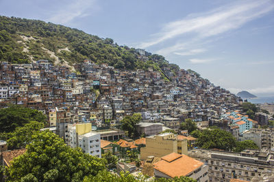 High angle view of townscape against sky