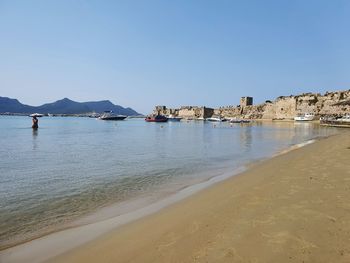 Scenic view of sea against clear sky