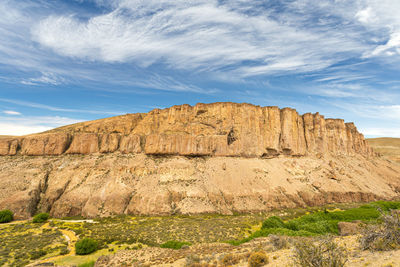 Rock formations on landscape against sky