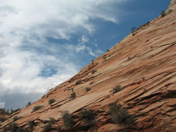 Low angle view of mountain against sky