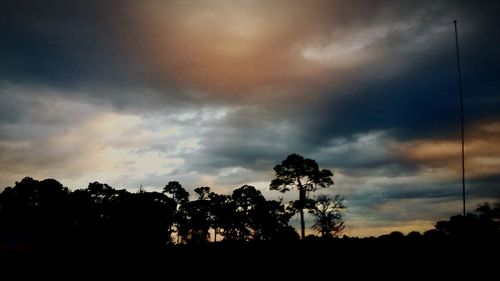 Silhouette trees against sky during sunset