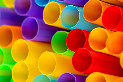 Full frame shot of colorful drinking straws