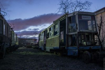 Abandoned train against sky