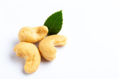 Close-up of cookies against white background