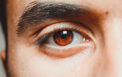 Cropped portrait of man eye