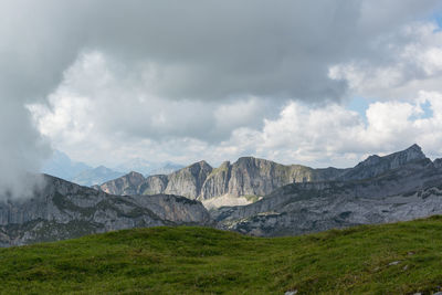 Scenic view of mountains against sky
