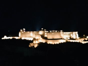 Close-up view of illuminated night