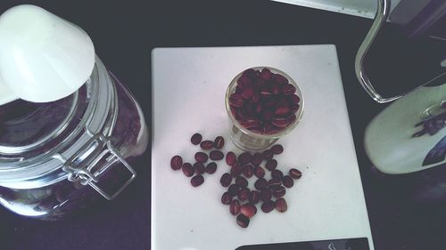 High angle view of fruits on table