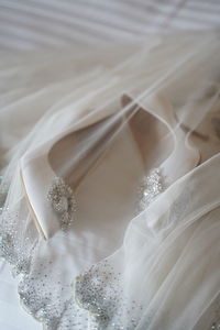 High angle view of white fabric