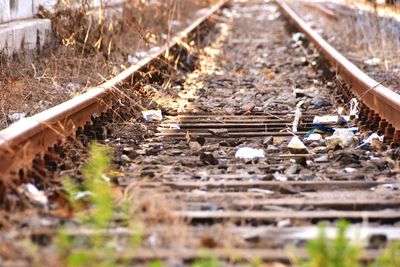 Surface level of railroad track