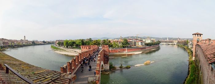 High angle view of bridge over river