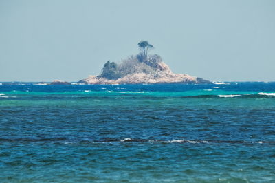 Scenic view of sea against clear sky