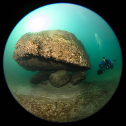 Man swimming in sea