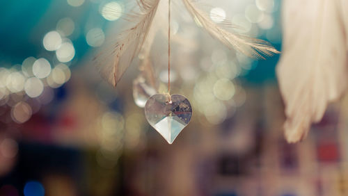 Close-up of heart shape crystal decor