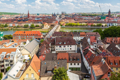 High angle view of townscape against sky