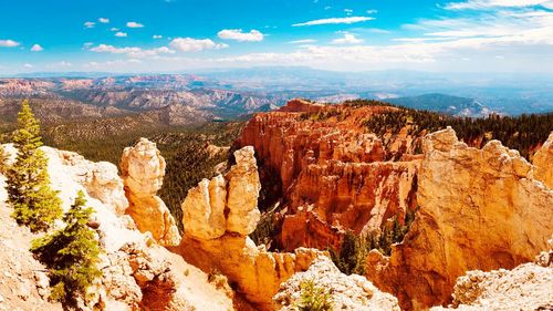 Panoramic view of rock formations against sky