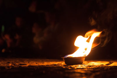 Close-up of illuminated lamp