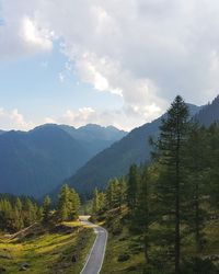 Road by trees against sky