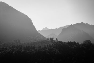 Scenic view of mountains against clear sky