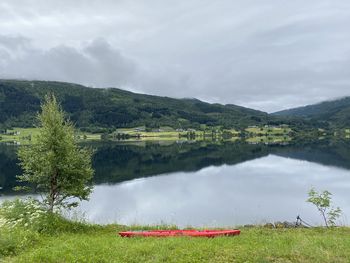 Scenic view of lake against sky