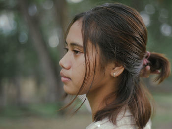 Close-up portrait of a young woman