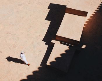 High angle view of man standing at nizwa fort