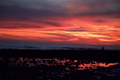 Scenic view of sea at sunset