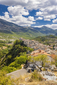 High angle view of townscape against sky