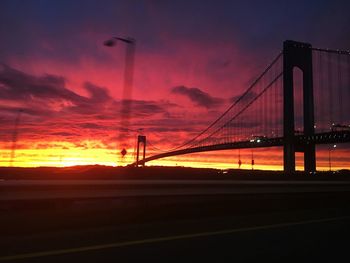 Suspension bridge at sunset