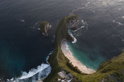 High angle view of rocks on beach