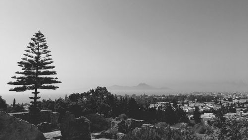 Panoramic view of landscape against clear sky