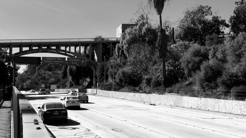 View of bridge in city against sky