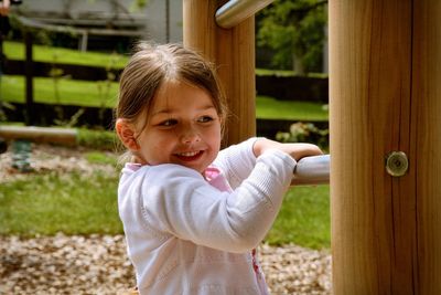 Happy girl in park