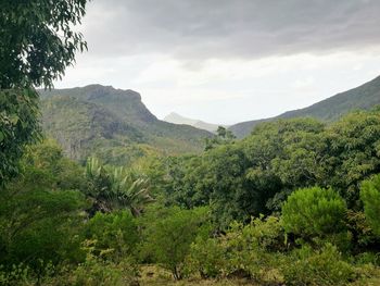 Scenic view of mountains against sky