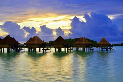 Scenic view of sea against sky at sunset