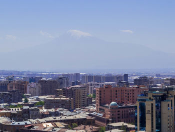 High angle view of townscape against sky