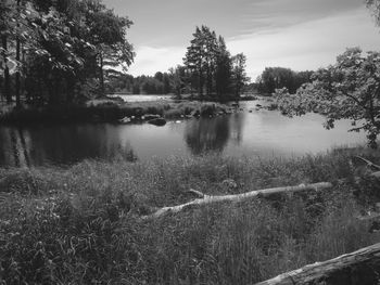 Scenic view of lake against sky