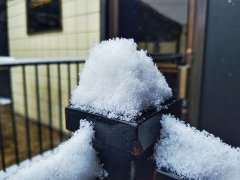 Close-up of ice on water