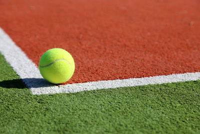 Close-up of green ball on field