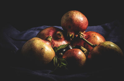 Close-up of apples on black background