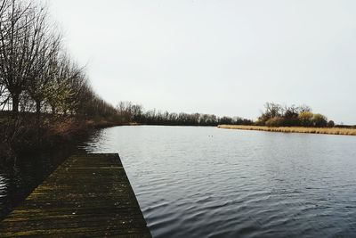 Scenic view of lake against clear sky