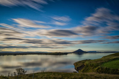 Scenic view of lake against sky