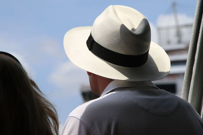 Rear view of man wearing hat