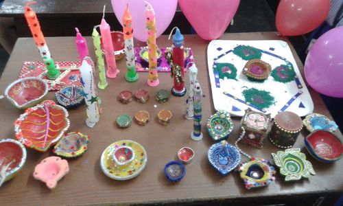 High angle view of cupcakes on table