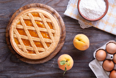 High angle view of fruits on table