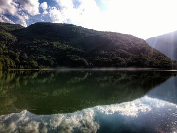 Scenic view of lake against sky