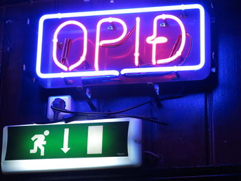 Close-up of illuminated text