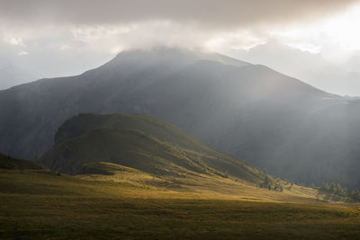 Scenic view of mountains against sky