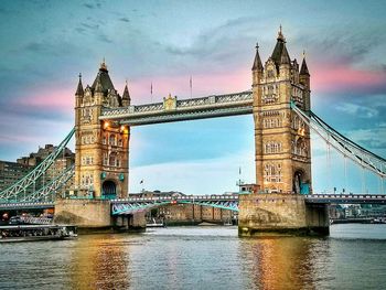 Low angle view of suspension bridge