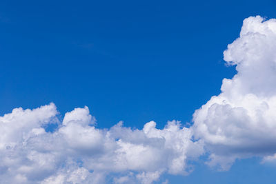 Low angle view of clouds in blue sky